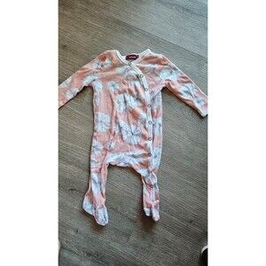 Milkbarn pink flower pjs 0-3m outfit